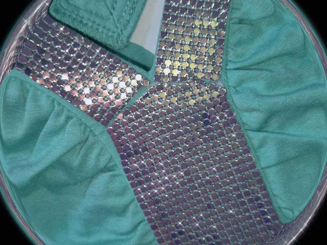Vintage Emerald Mint Glitter Stud top 상품이미지2