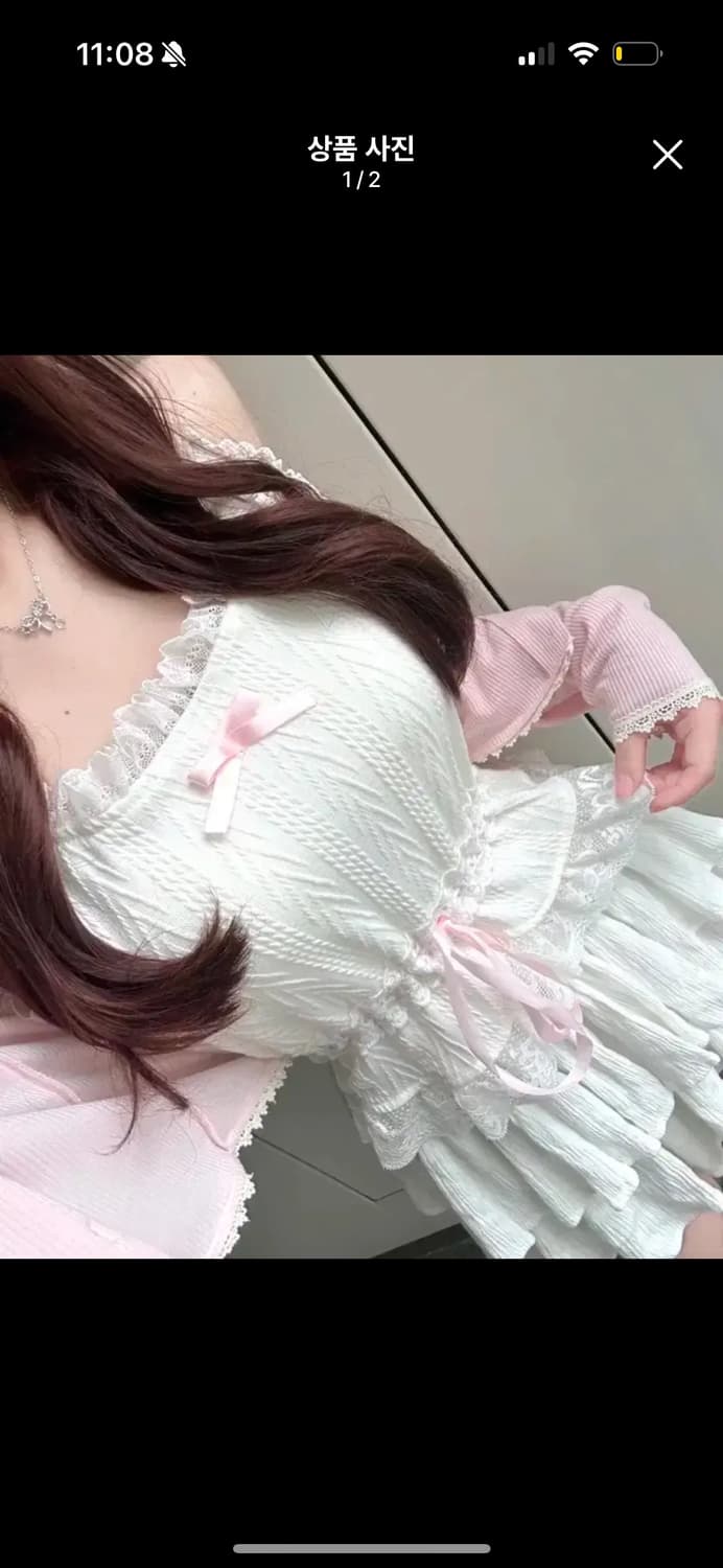 room 707 리본 레이스 슬립 나시 빈티지 러블리 스나계 스나이델 상품이미지1