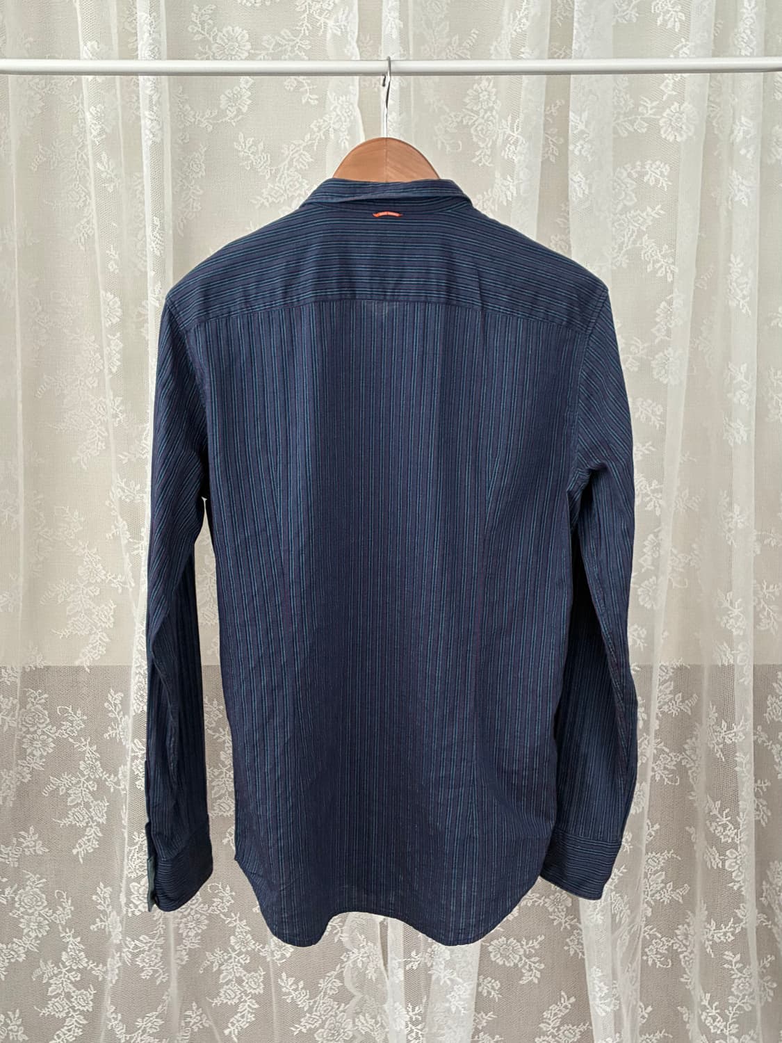M) 휴고 보스 슬림핏 스트라이프 셔츠 네이비 상품이미지2
