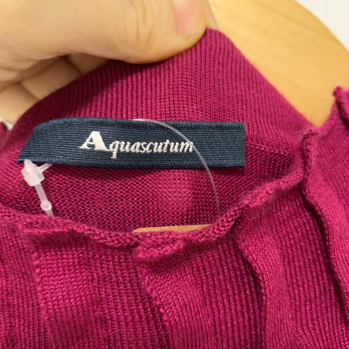 아쿠아스큐텀 빈티지 반팔 캐시미어 혼용 니트 탑 마젠타 버건디 상품이미지4