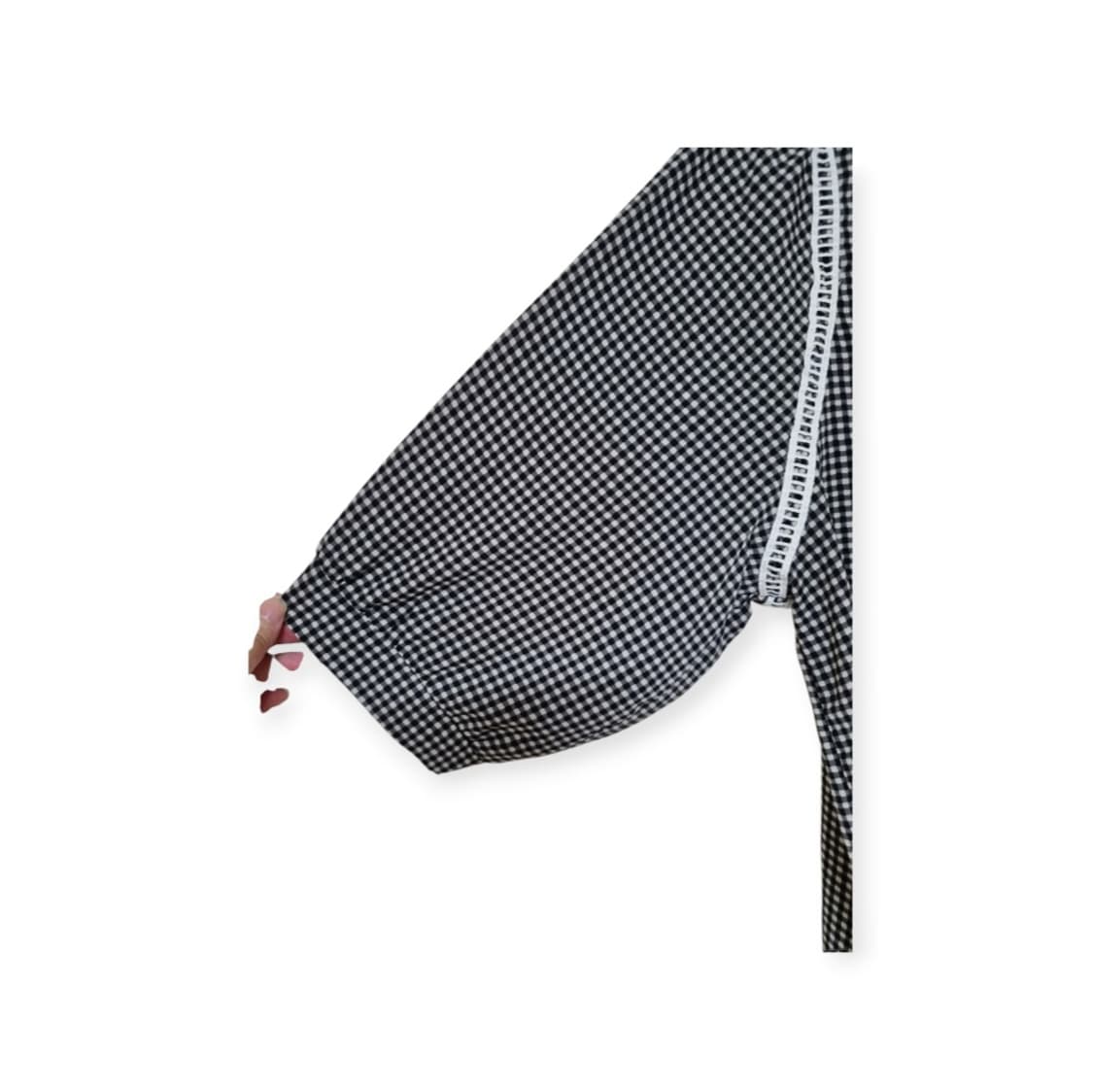 La Tium 블랙 앤 화이트 체크 7부 블라우스/프리사이즈 66추천 상품이미지4