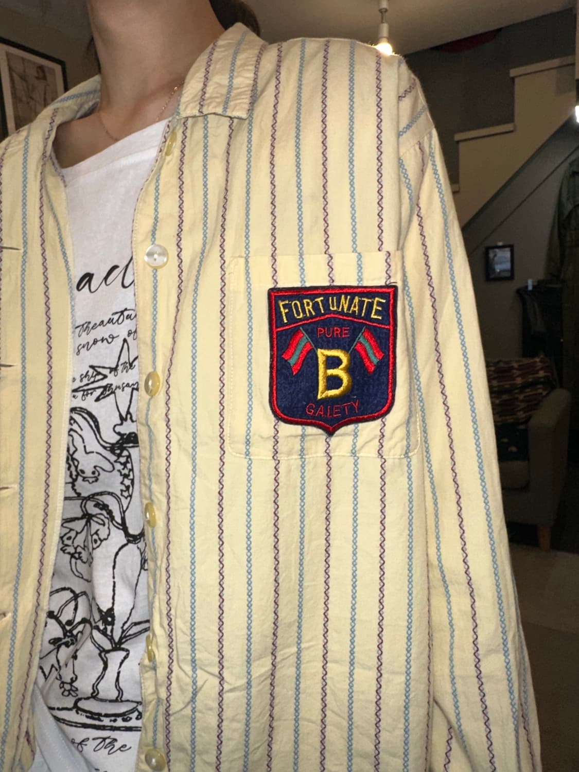 Japanese stripe pattern patch detail SH 상품이미지2