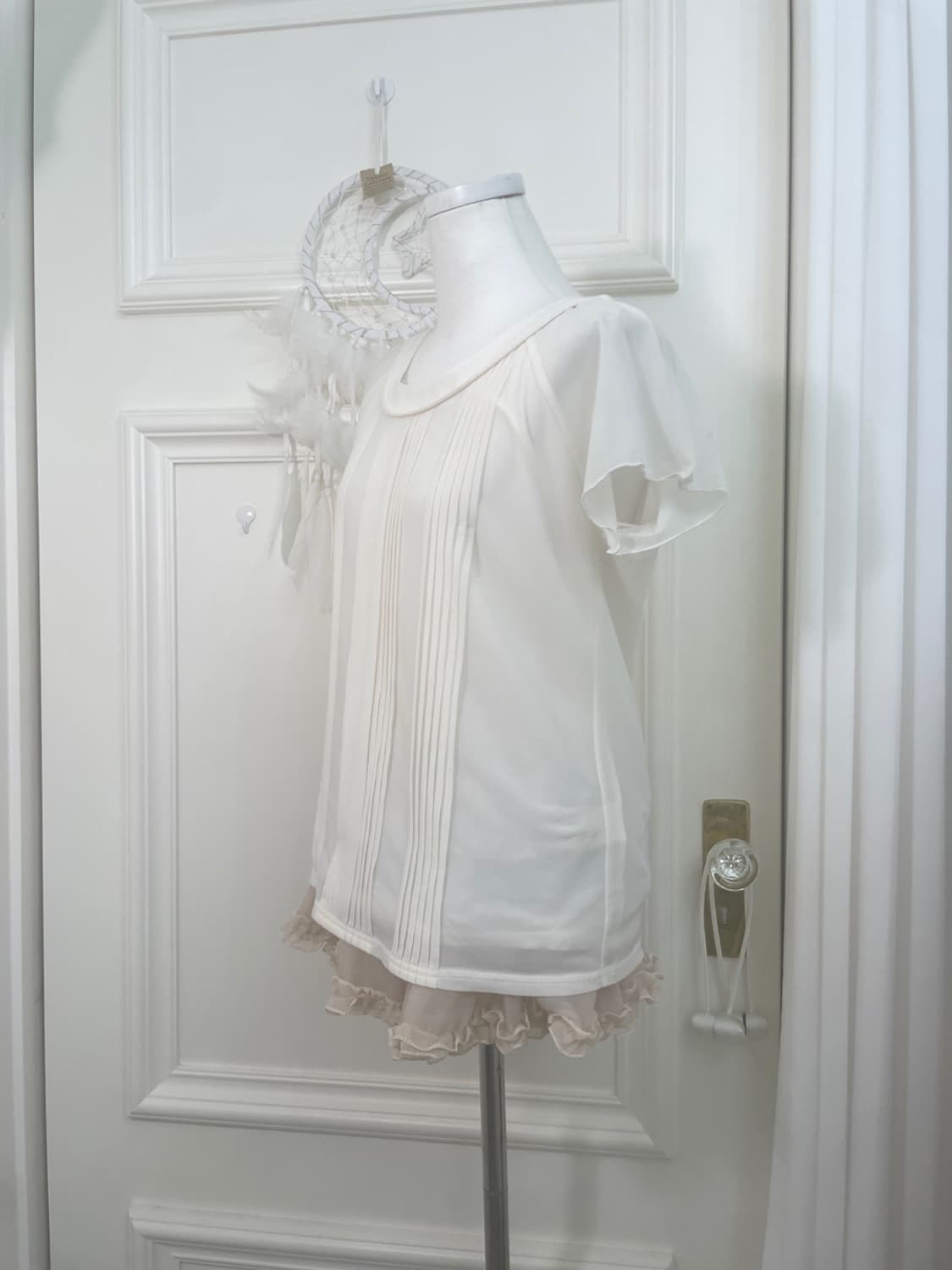 ivory pleats point basic blouse 상품이미지2