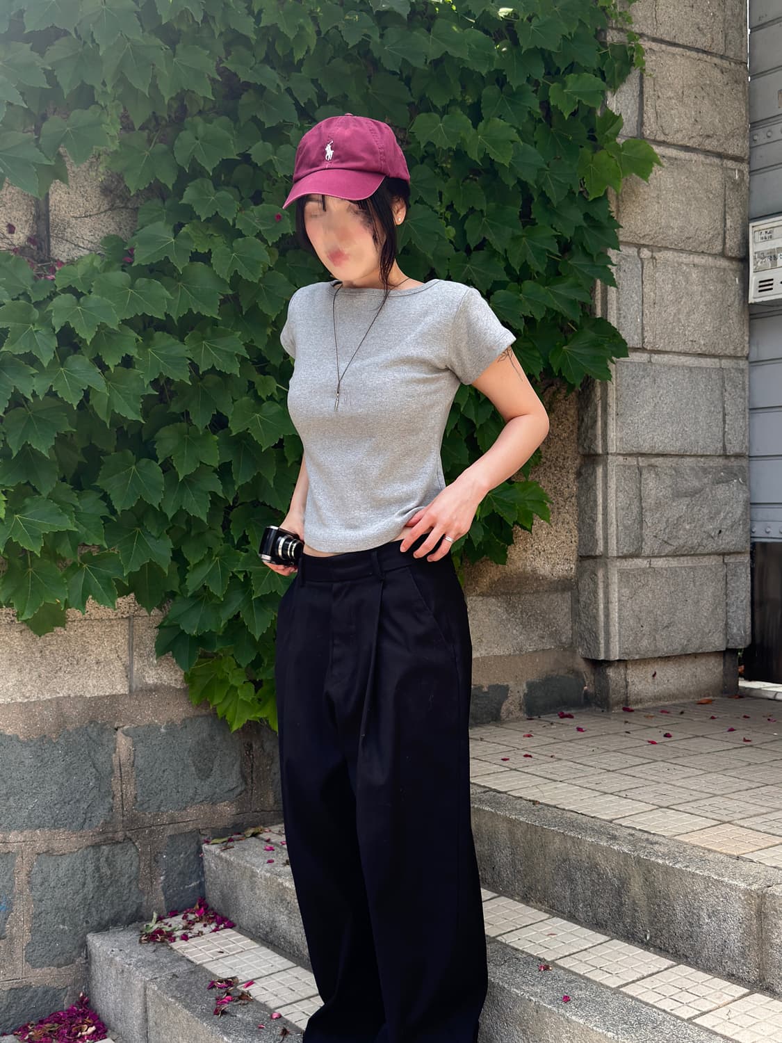 새상품) 세미 보트넥 슬림핏 반팔티셔츠 그레이 상품이미지6