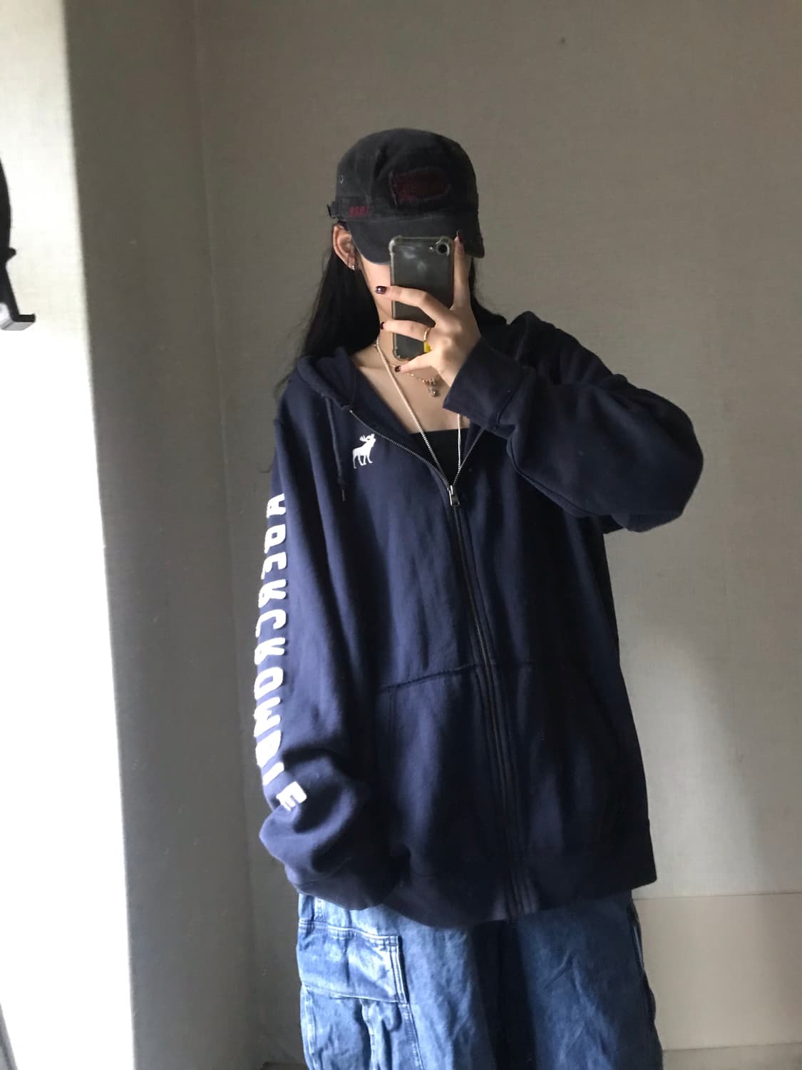 아베크롬비 네이비 사이드 로고 후드집업 상품이미지5