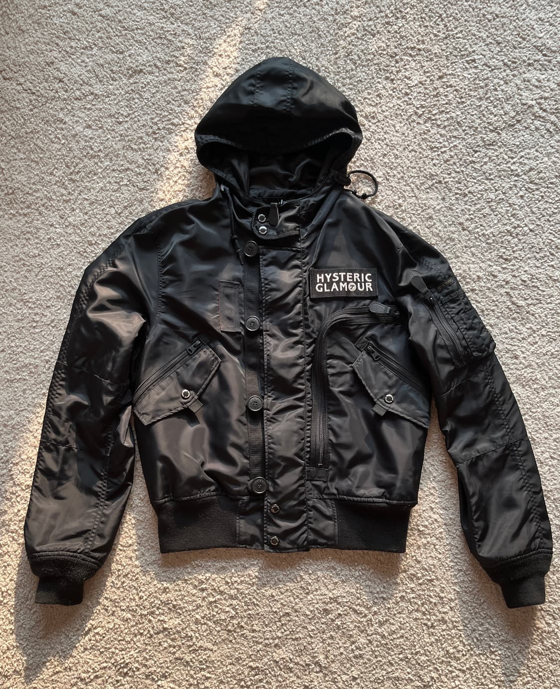 히스테릭 글래머 패치 포인트 밀리터리 블루종 오버사이즈 후드 봄버 자켓 상품이미지1