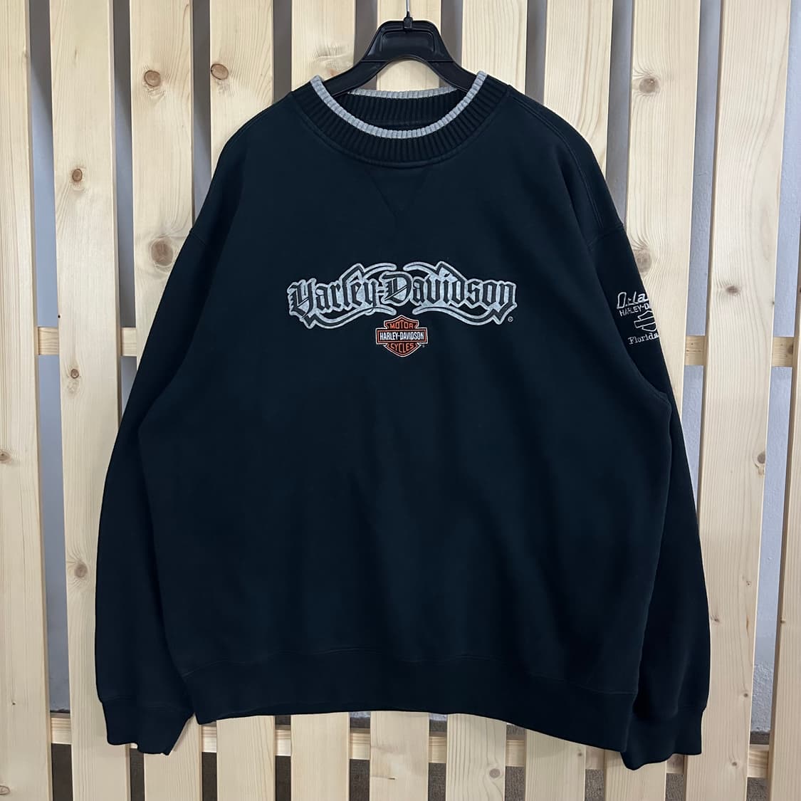 (L) 할리데이비슨 빅로고 블랙 맨투맨 상품이미지1