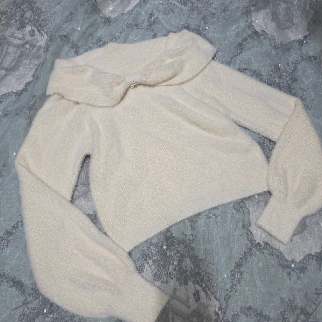 빈티지 잉그니 스나계 앙고라 리본 진주 오프숄더 리즈리사 히메갸루 상품이미지2