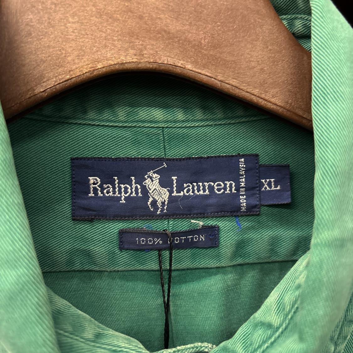 90s 폴로 랄프로렌 워싱그린 버튼다운 셔츠 퍼플포니 N748 상품이미지7