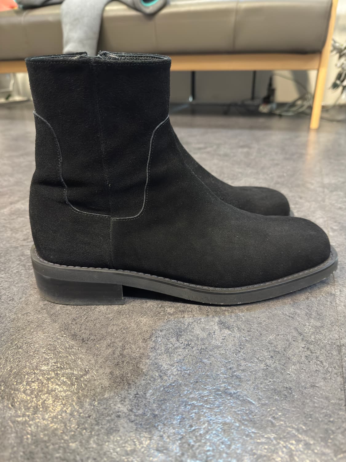 로맨틱무브 블랙 스웨이드 스퀘어토 부츠 255 상품이미지3