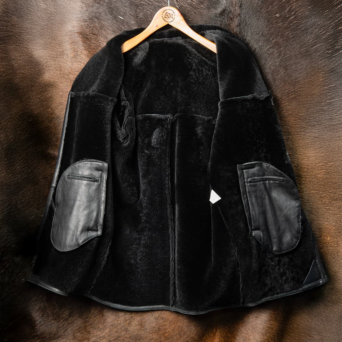 [95] 00s 라일앤스콧 양가죽 양털 무스탕 레더 카코트 블랙  상품이미지7