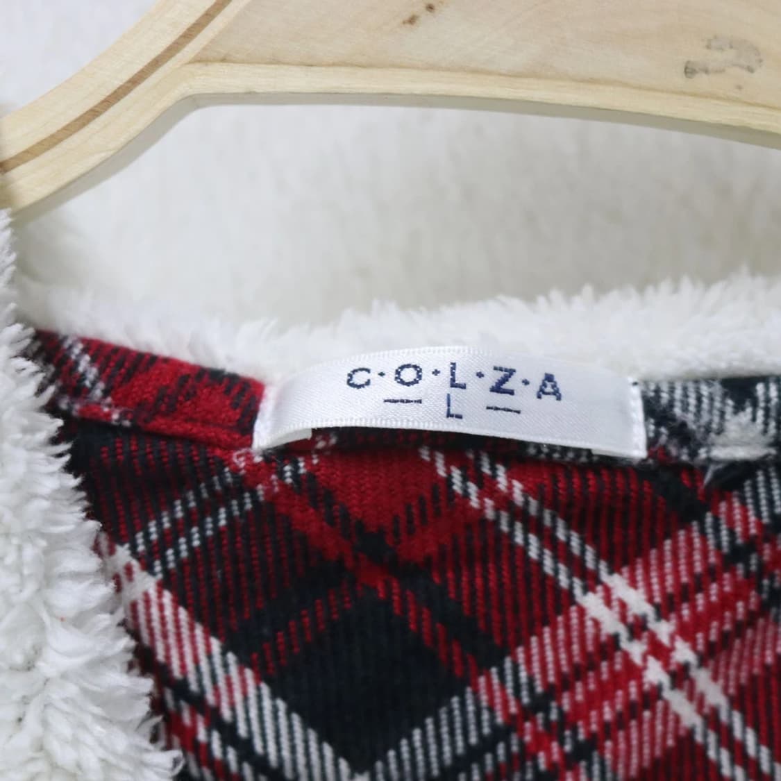 코르자 뽀글이 후드 체크 자켓 61502 상품이미지6