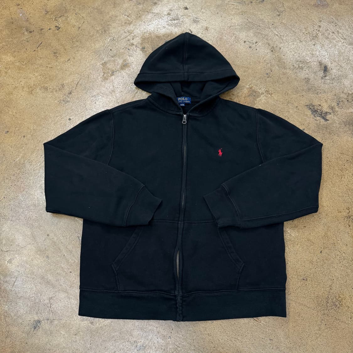 폴로 랄프로렌 블랙 검빨 후드집업 상품이미지2