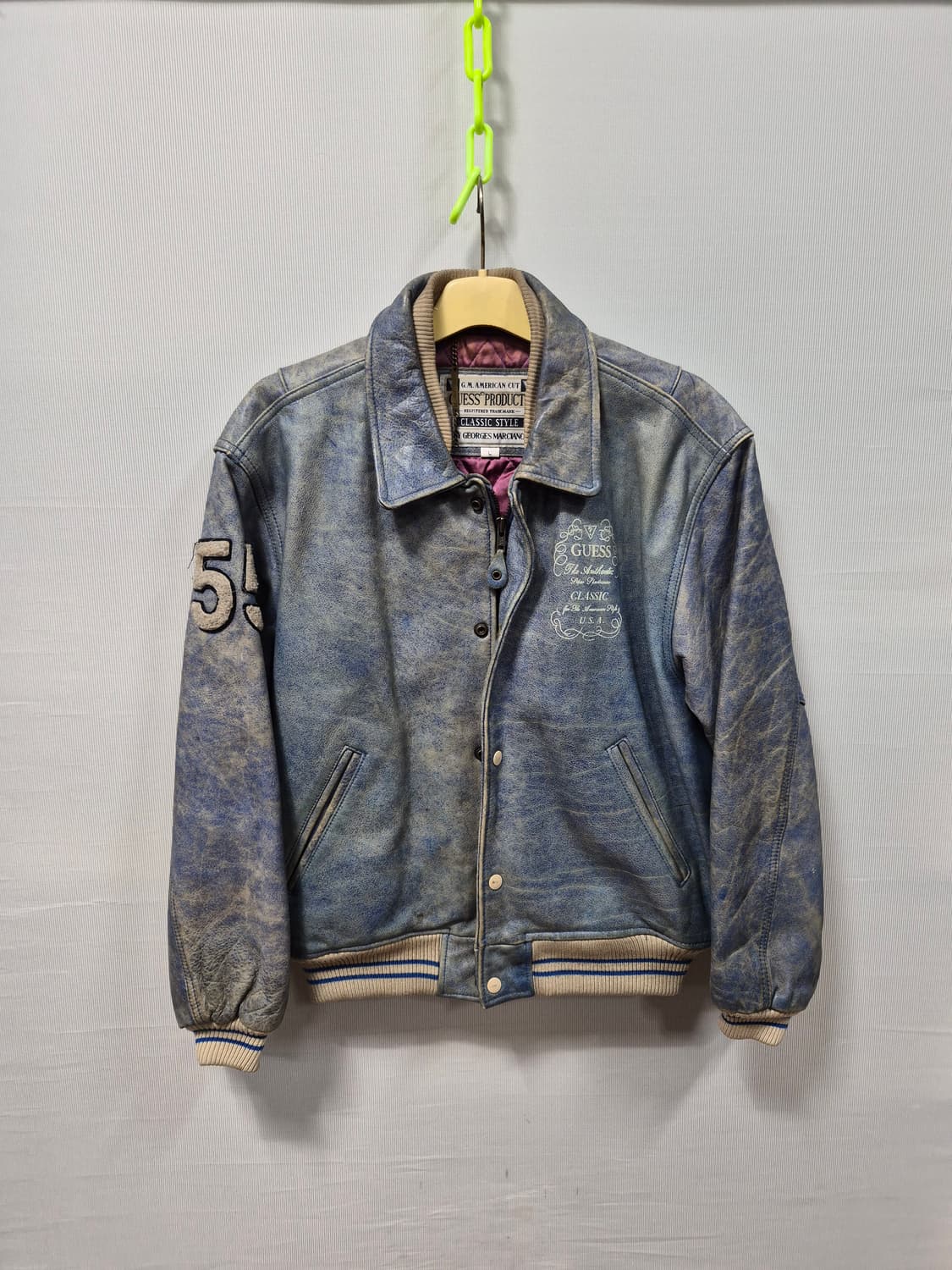 게스 90s 빈티지 인디언  바시티 가죽 자켓 남성L 상품이미지2