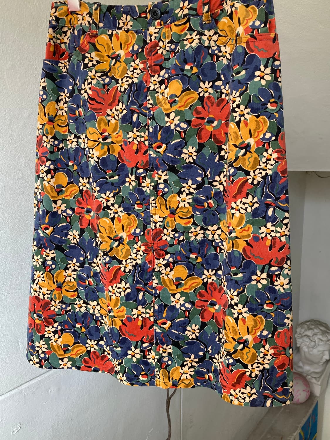 코듀로이 A라인 플라워 미디 스커트 상품이미지3