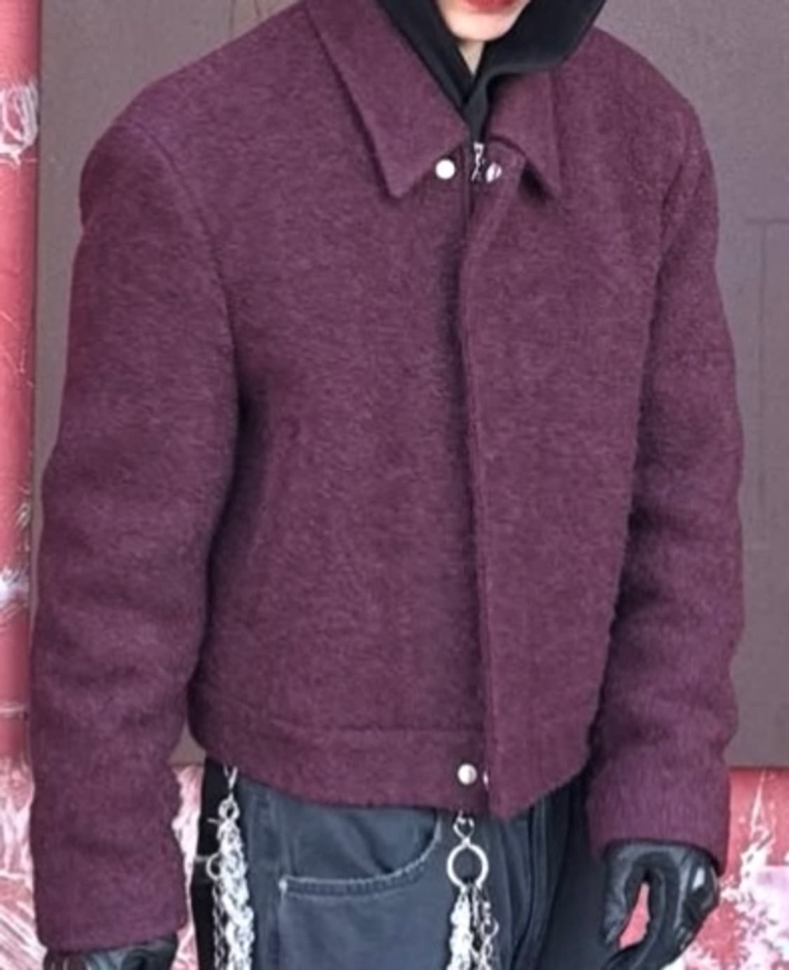 논노드 크롭자켓 버건디 판매 상품이미지2