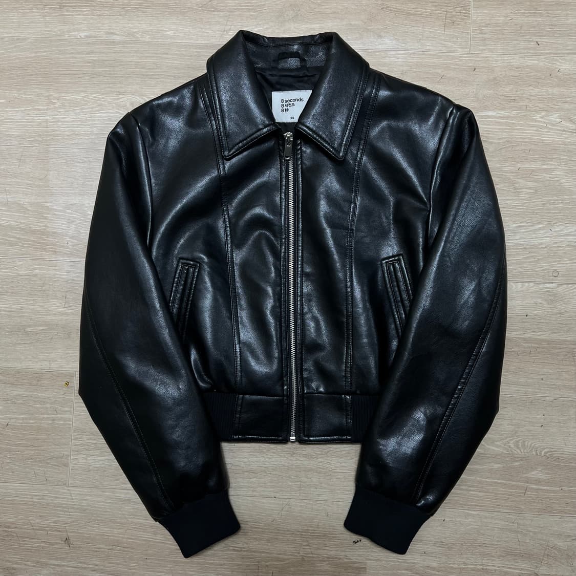 에잇세컨즈 여성 크롭 레더 라이더 가죽자켓 [블랙] XS/85 상품이미지1
