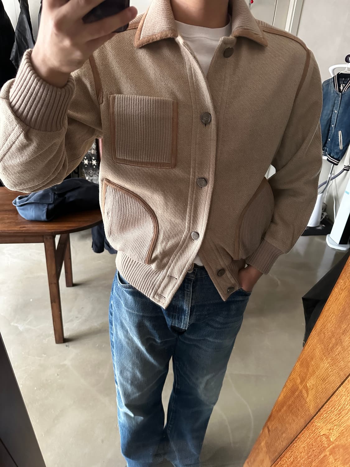 Woodhouse 울 니트 블루종 상품이미지2