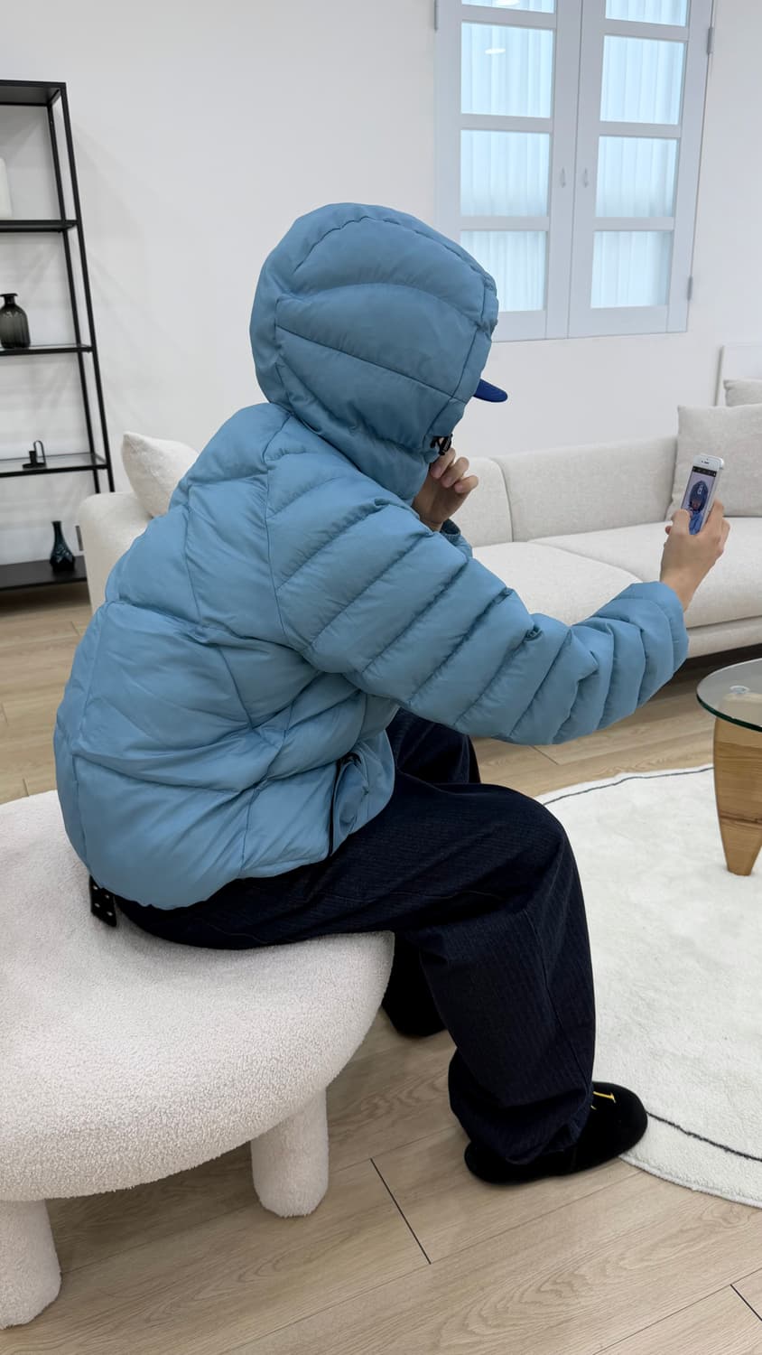 경량패딩 먹색/스카이블루 상품이미지4