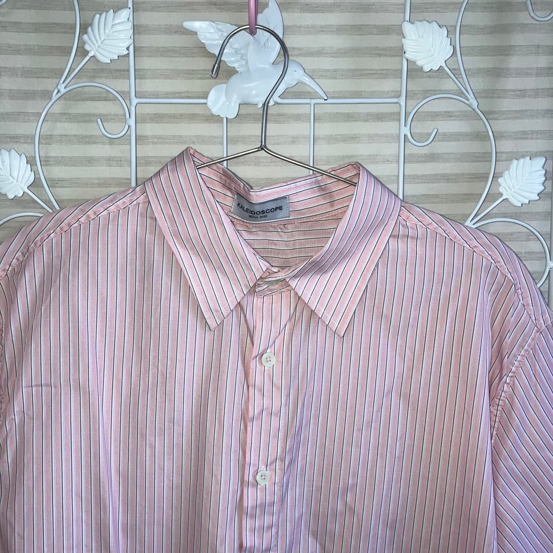 빈티지 핑크 스트라이프 셔링 셔츠 y2k 스트릿 갸루 펑키464 상품이미지3
