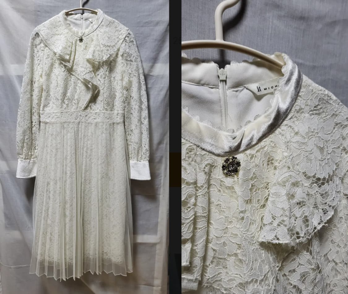 잇미샤 레이스 미디 원피스 아이보리 상품이미지1