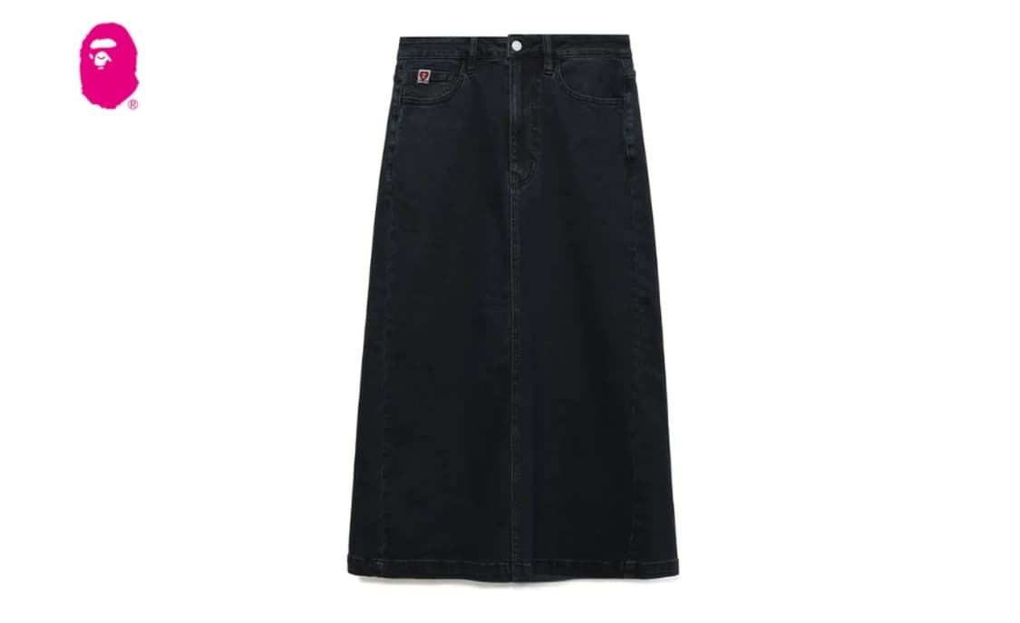 베이프 여성용 에이피 라인  엠보스 언워시드 데님 맥시 스커트 상품이미지1