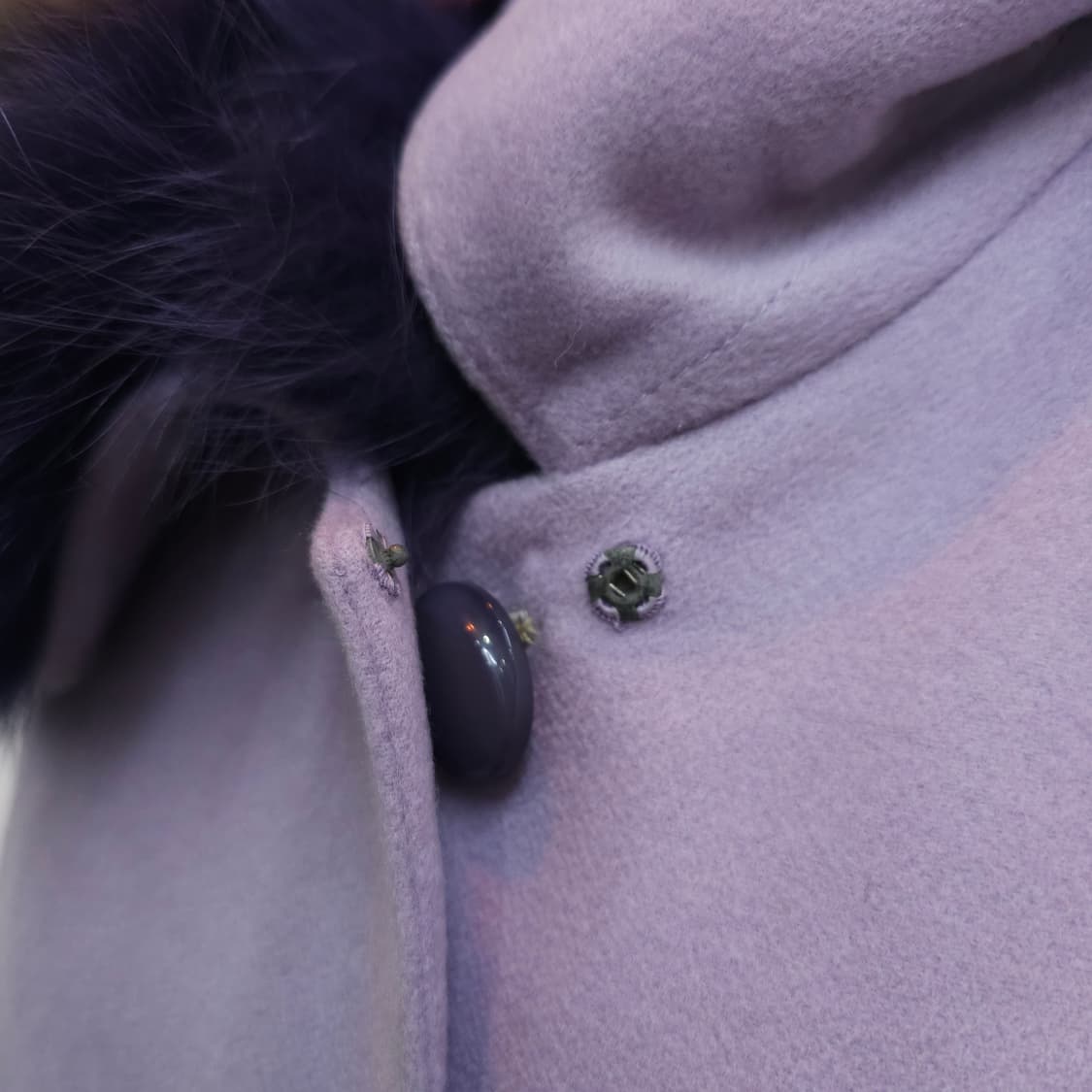 프리미엄 캐시미어 100%  폭스퍼 카라 라일락 롱 코트 상품이미지9