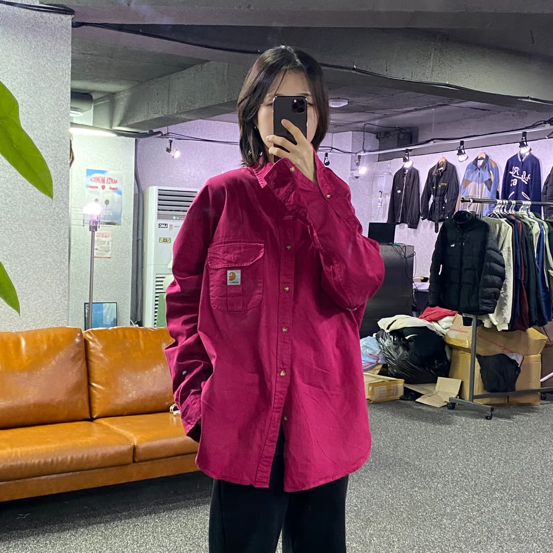 칼하트 패치로고 투포켓 바이올렛 셔츠 B3156 상품이미지1