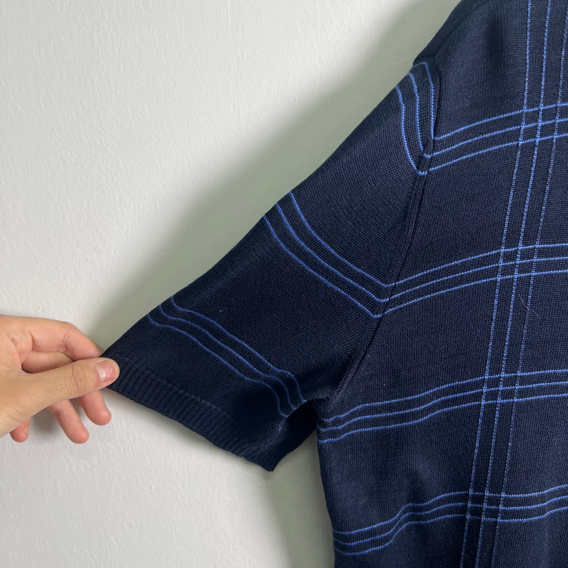 versace 베르사체 빈티지 네이비 스트라이프 니트 반팔 폴로 셔츠  상품이미지6