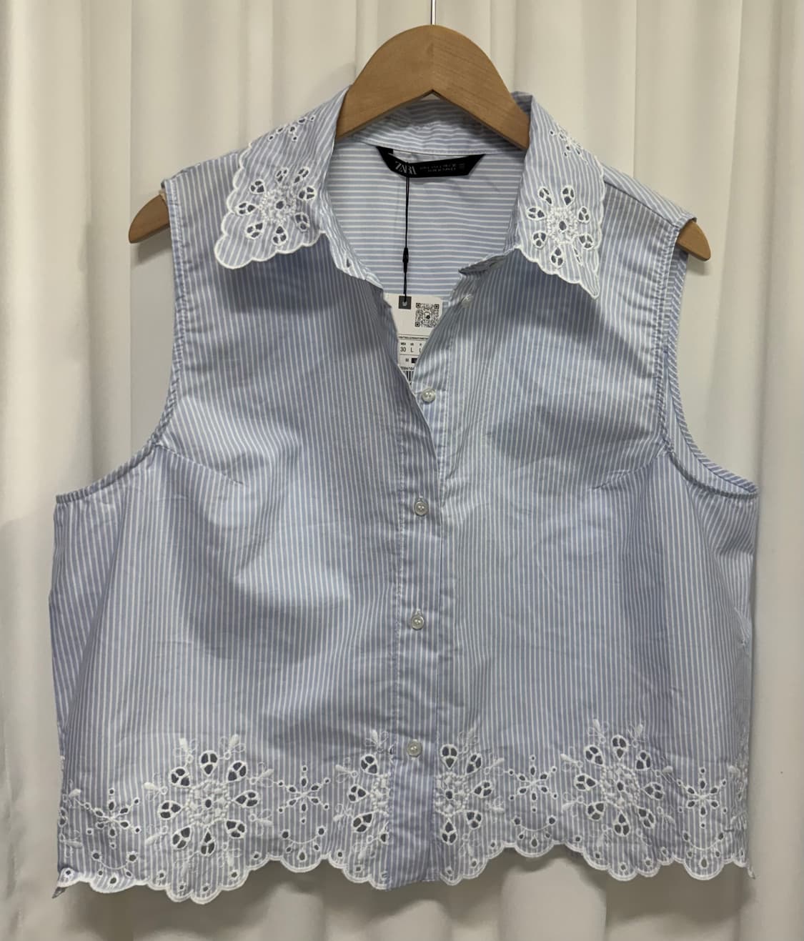 [새상품] Zara 자라 펀칭 레이스 슬리브리스 셔츠 L 상품이미지6