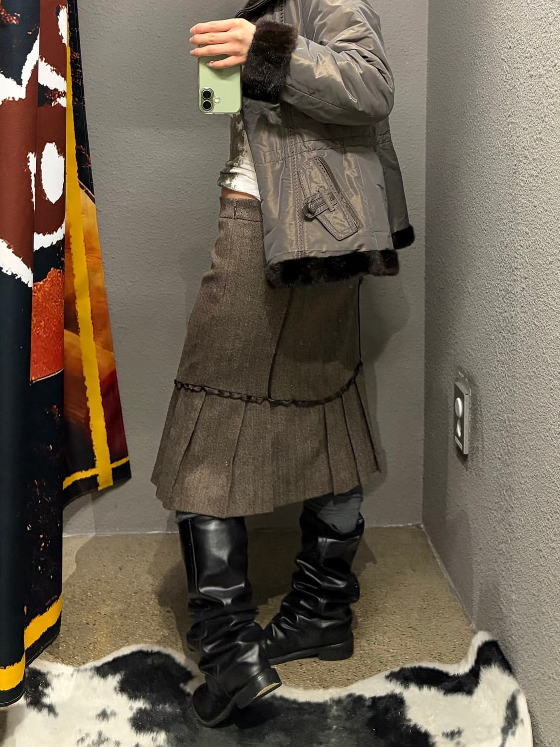 빈티지 디테일 모 미디스커트 상품이미지3