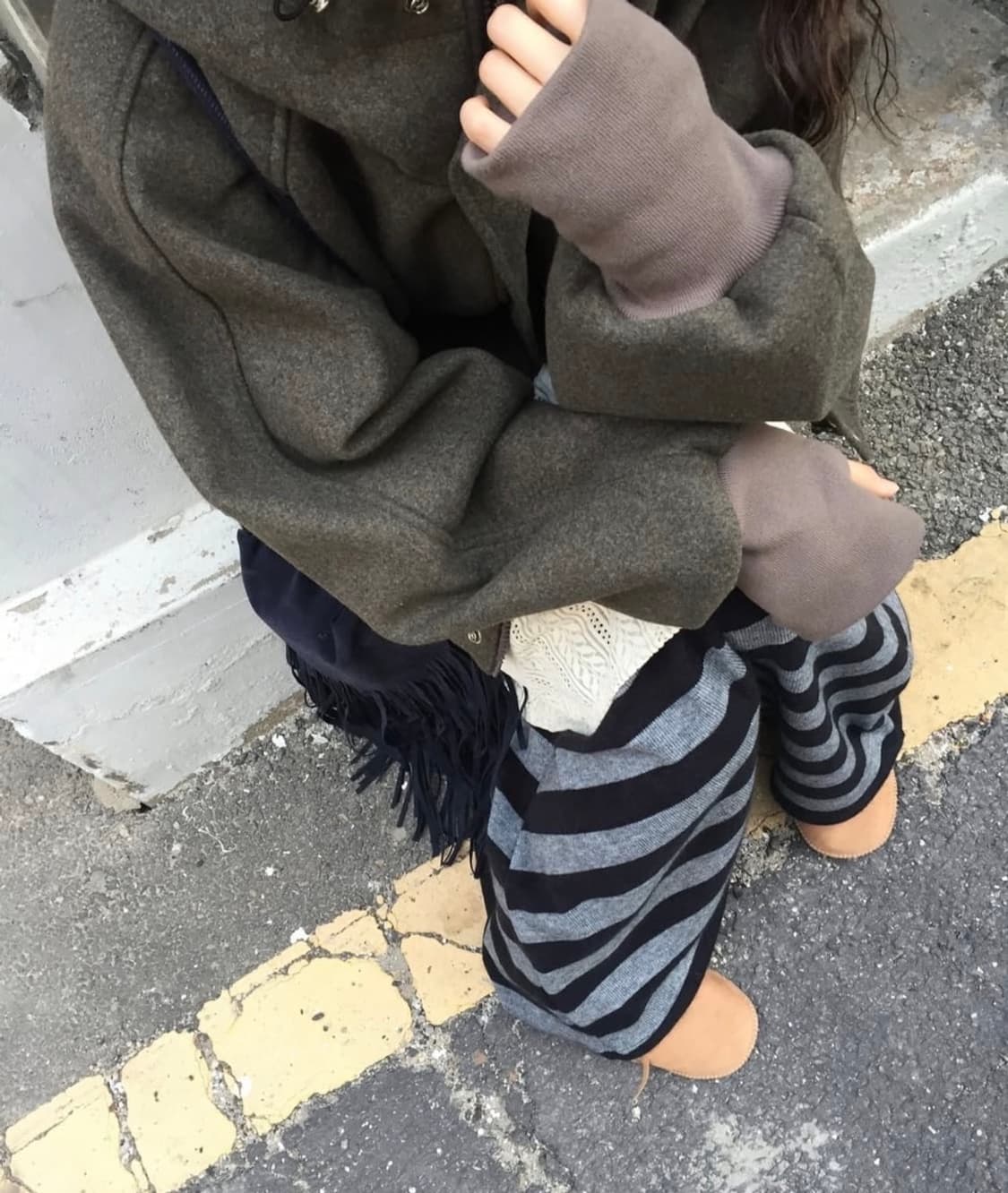 모래하우스 울 워머 후드 누빔 블루종 점포 하프코트 빈티지 상품이미지3