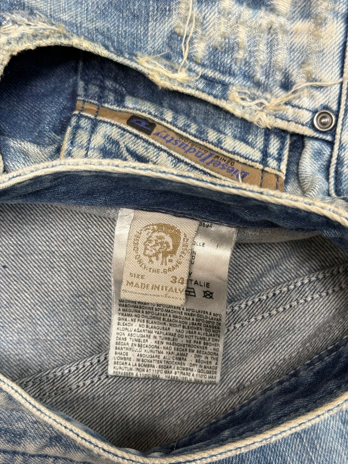 디젤 자티니 연청 데님팬츠 34x32 부츠컷  플레어진 상품이미지5