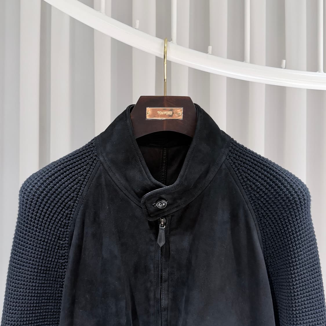 (A+/58) / 톰포드 스웨이드 니트 집업 블랙 상품이미지4