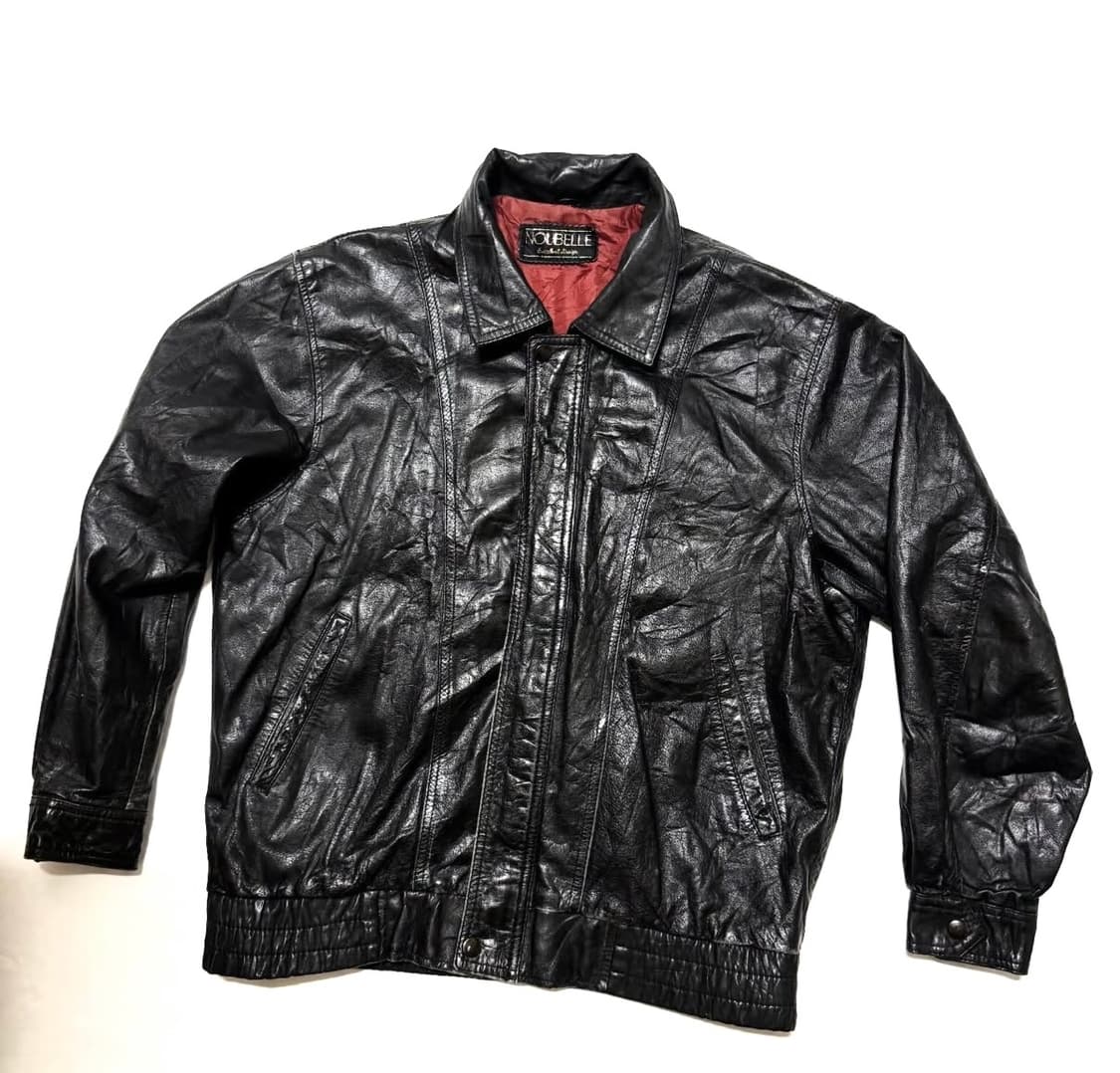 Noubelle - 레더 봄버 자켓 상품이미지1