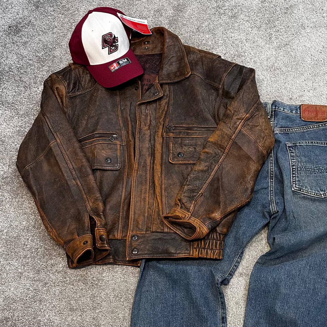 빈티지 브라운 A-2 양가죽 봄버 자켓L 상품이미지1