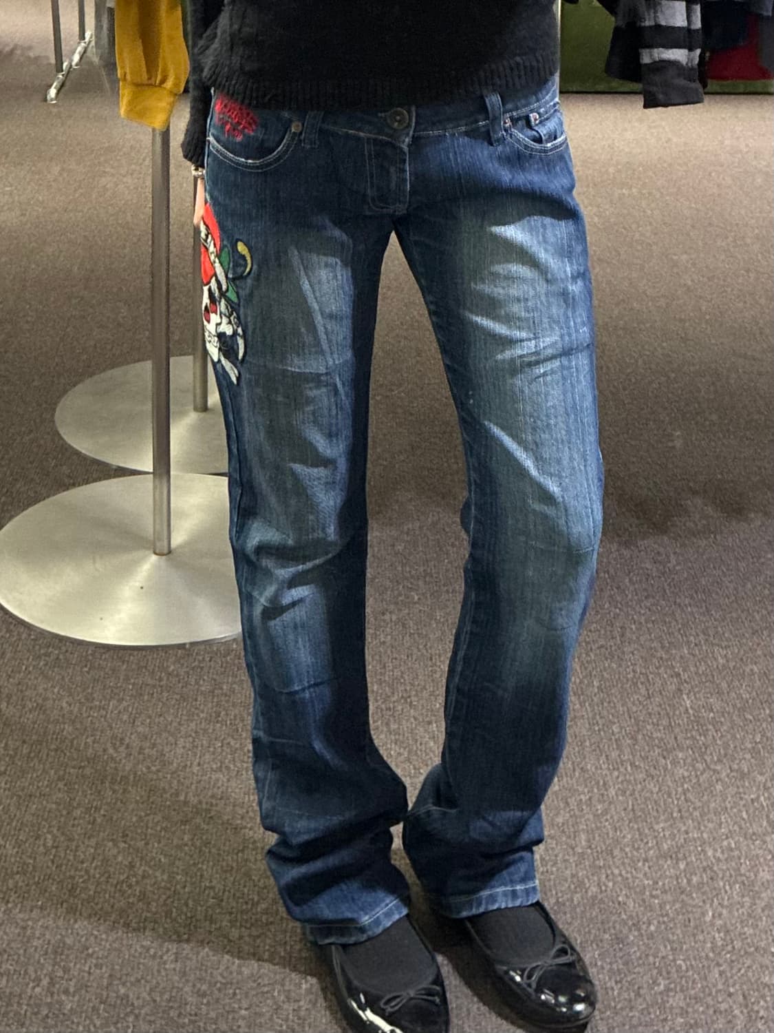 28)Ed Hardy 빈티지 여성 해골 자수 로우라이즈 데님팬츠 상품이미지3