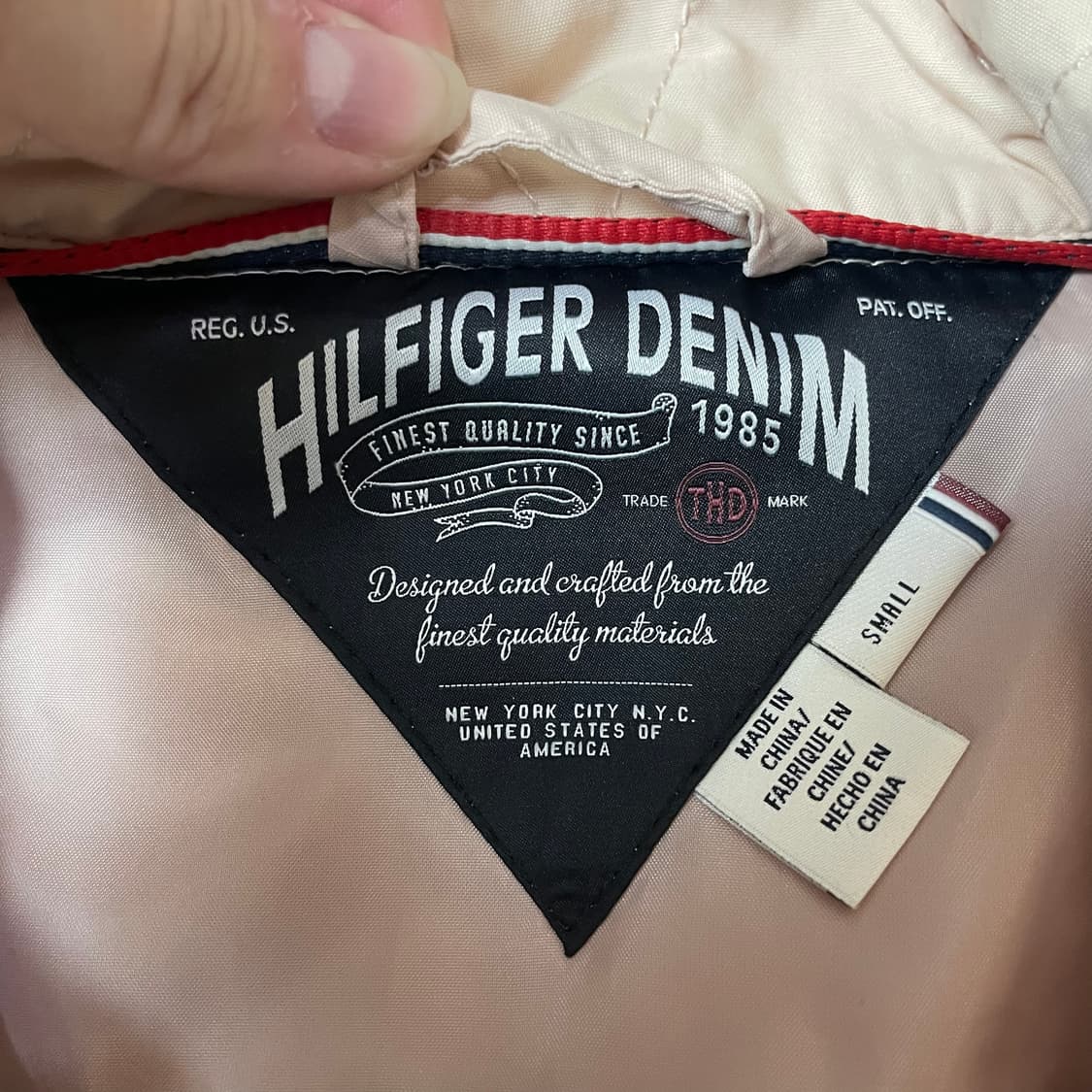 타미힐피거 미니로고 베이비핑크 누빔 경량 패딩 S 상품이미지4