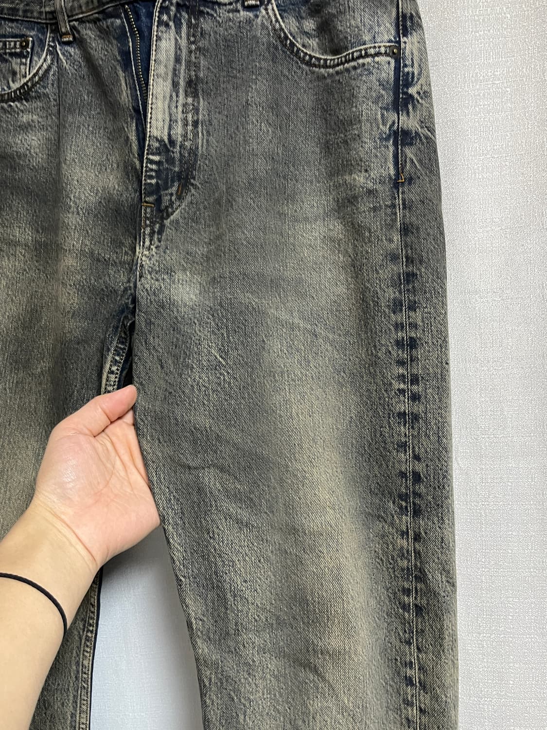 모드나인 더티워싱 세미와이드 데님 팬츠 33 상품이미지5