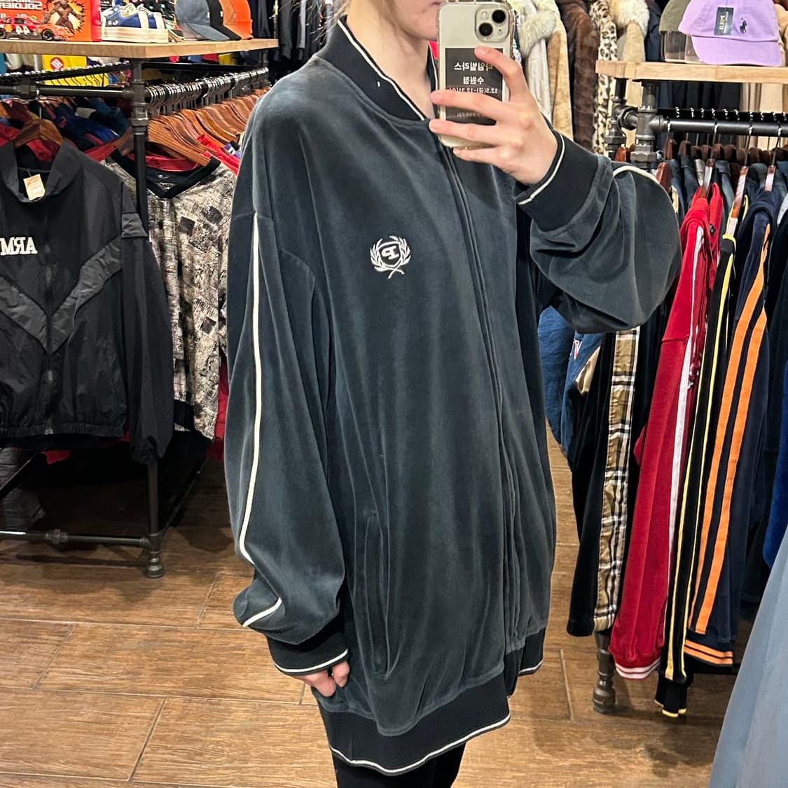 [HI] 팻 팜 벨벳 집업 차콜  상품이미지3