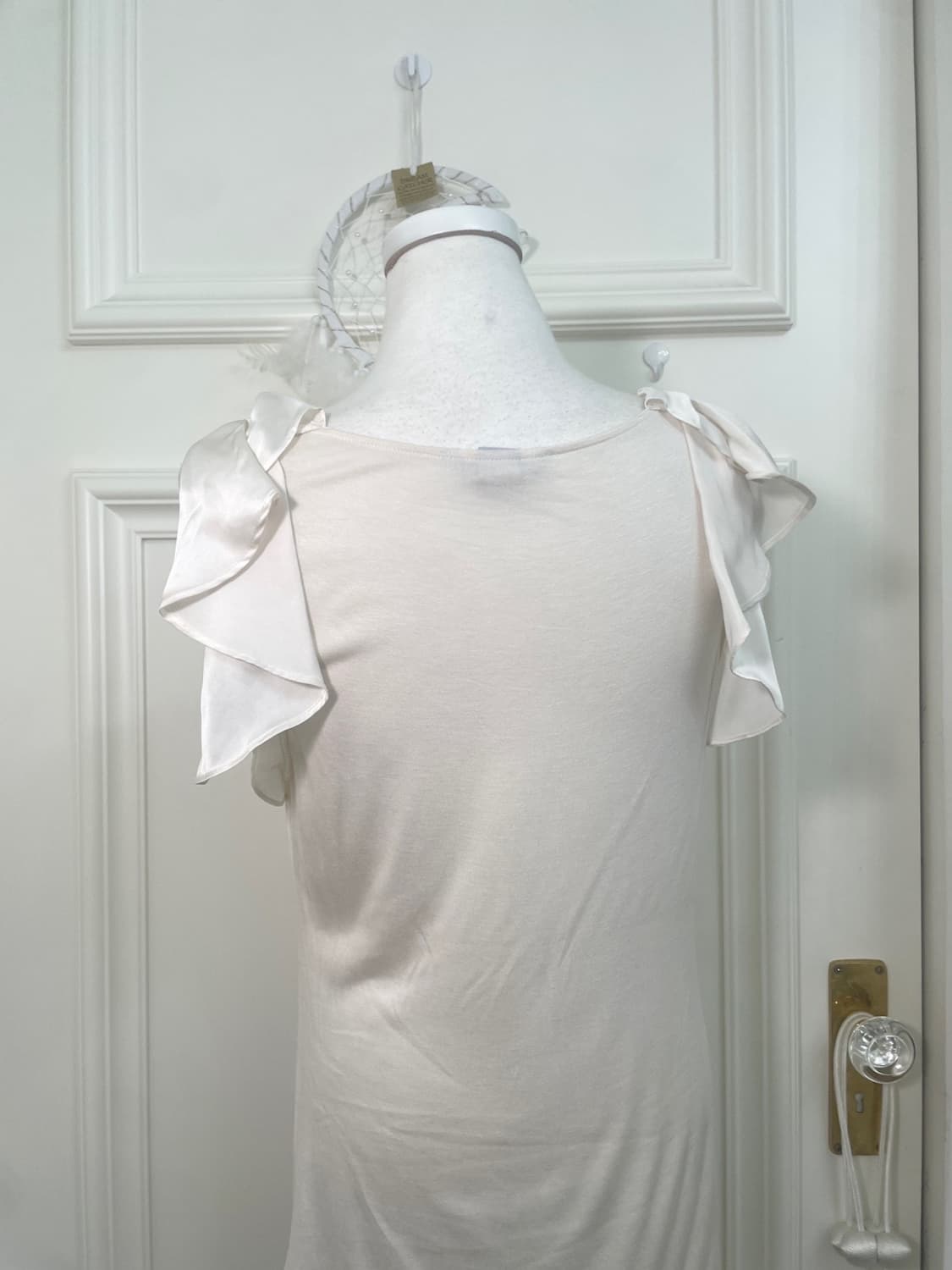 satin ruffle bow basic span sleeveless 상품이미지4