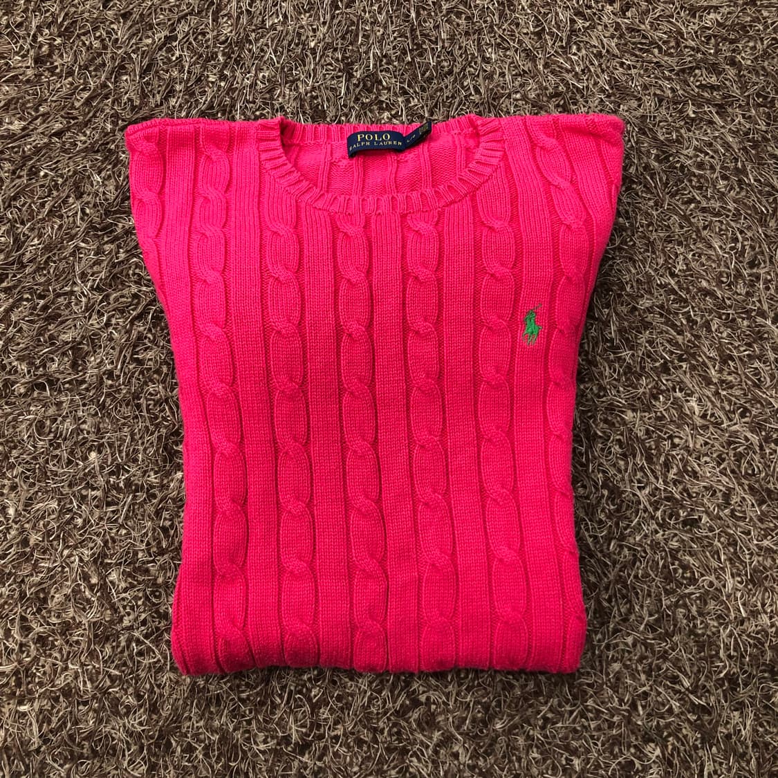 폴로 랄프로렌 여성 핑크 케이블 니트 상품이미지1
