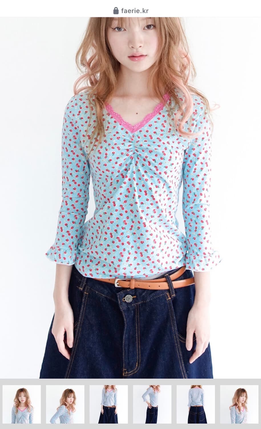 샵페어리 little strawberry lace top (mint) 상품이미지1