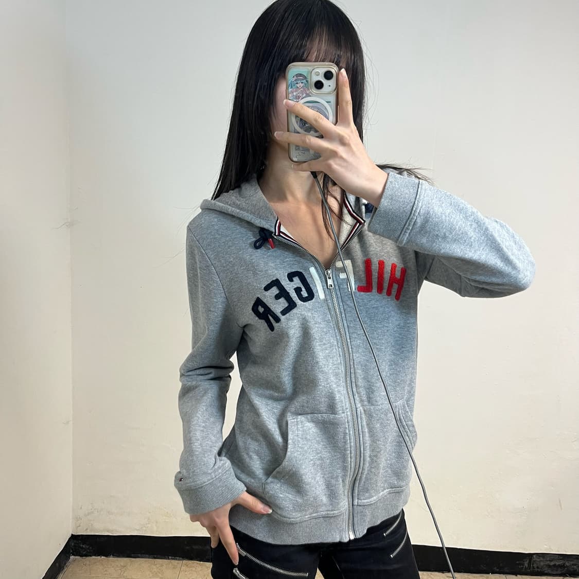 Tommy Hilfiger grey hood zip-up 상품이미지2