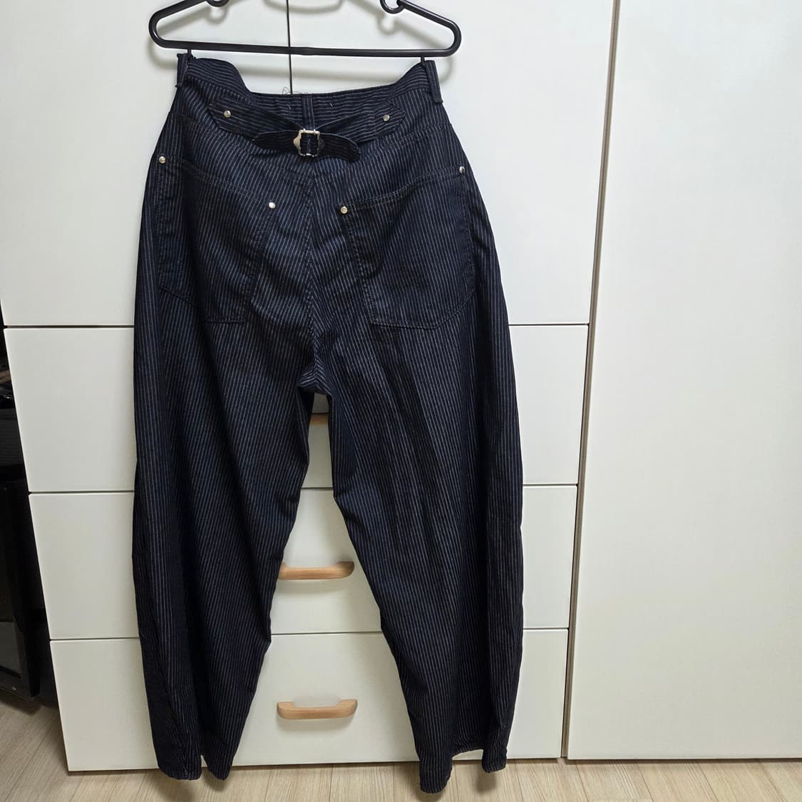 (실착1회) 네이비 스트라이프 와이드팬츠 S 상품이미지2