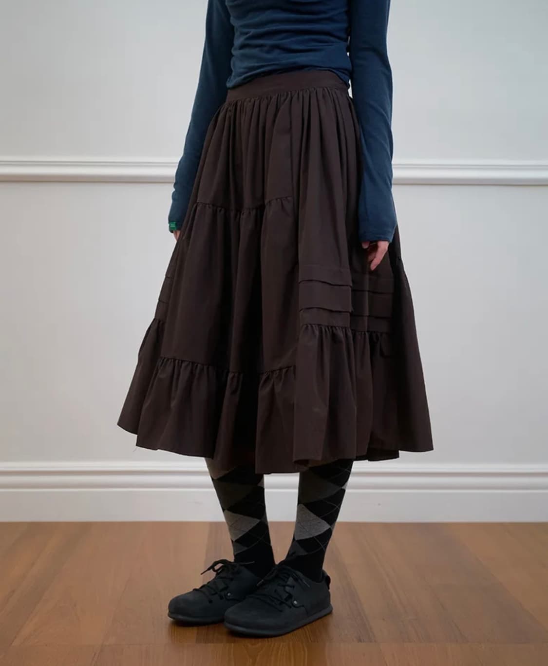 노컨텐츠 언발란스 스커트 브라운 M사이즈 상품이미지1