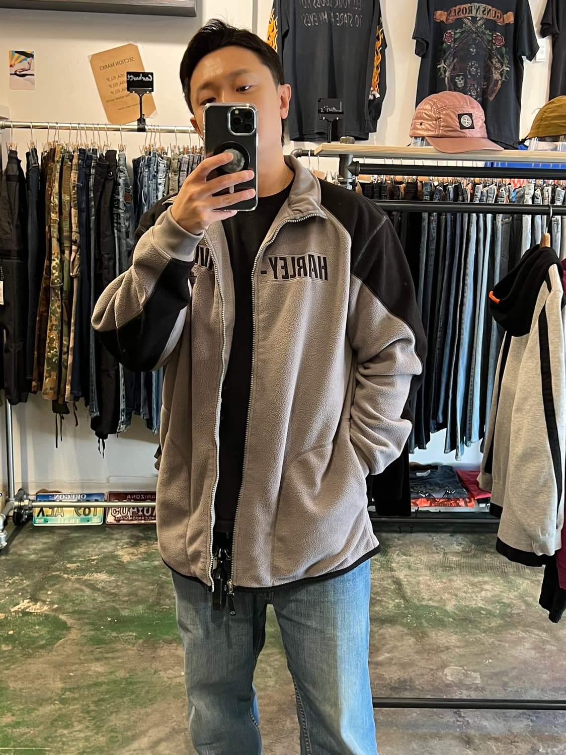 [XL] 할리데이비슨 클래식 로고 배색 플리스 자켓 상품이미지8