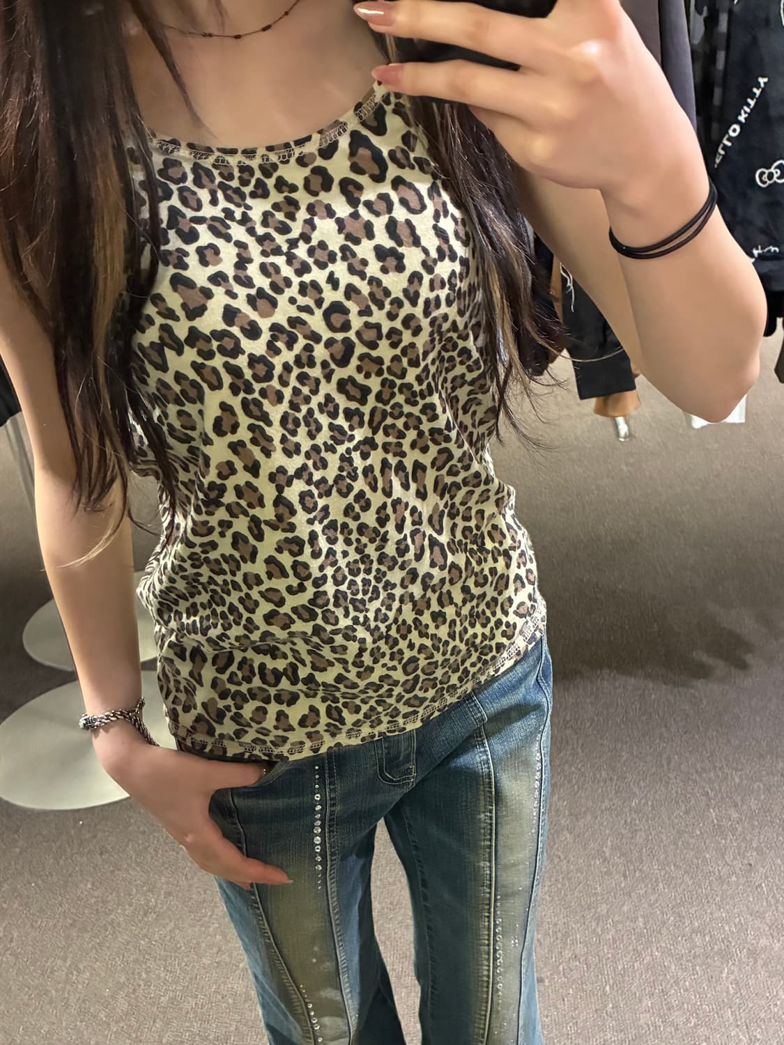 M)Lowrys Farm 빈티지 여성 레오파드 슬리브리스 상품이미지2