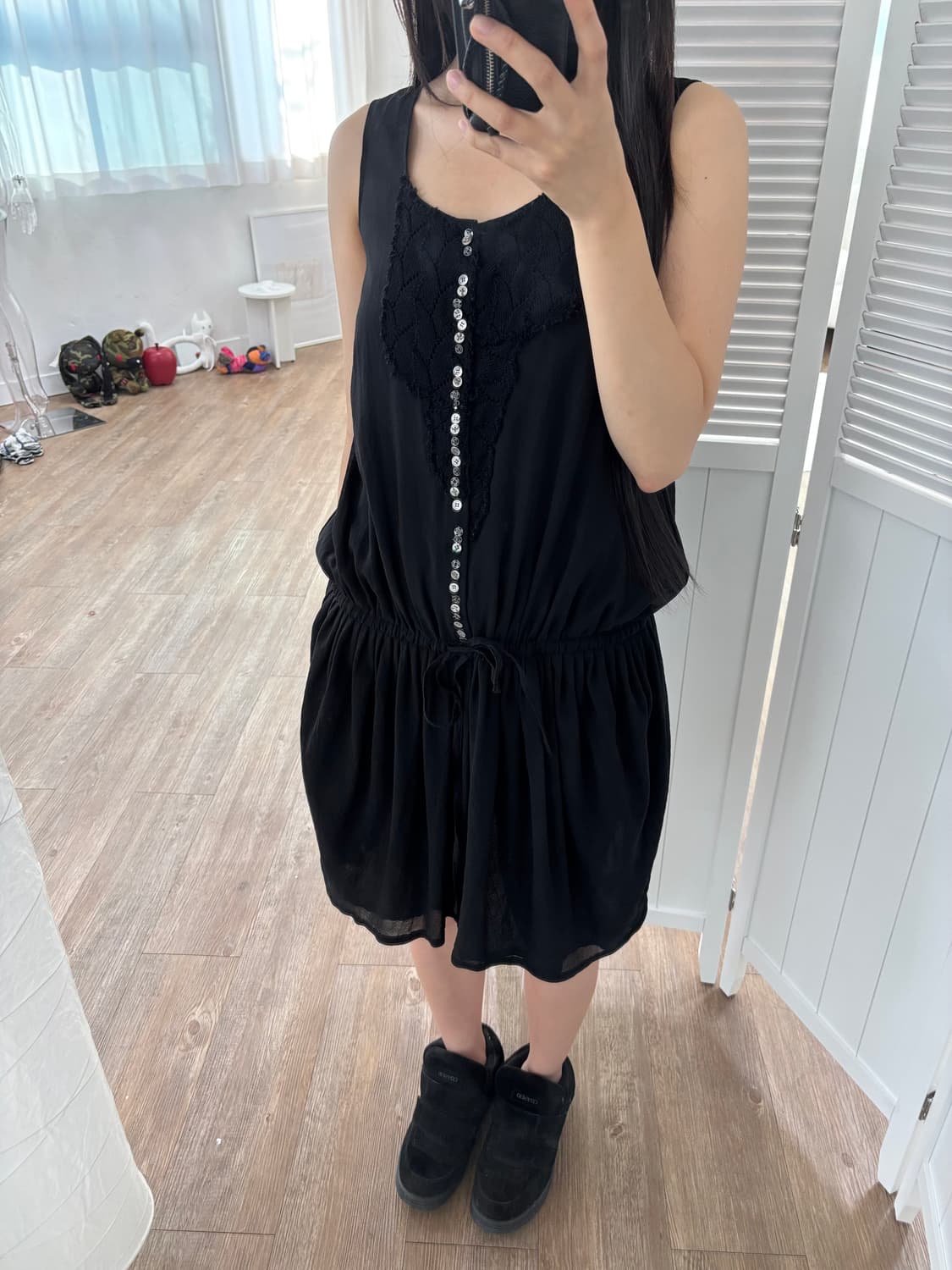 수나오 쿠와하라 버튼 원피스 상품이미지2
