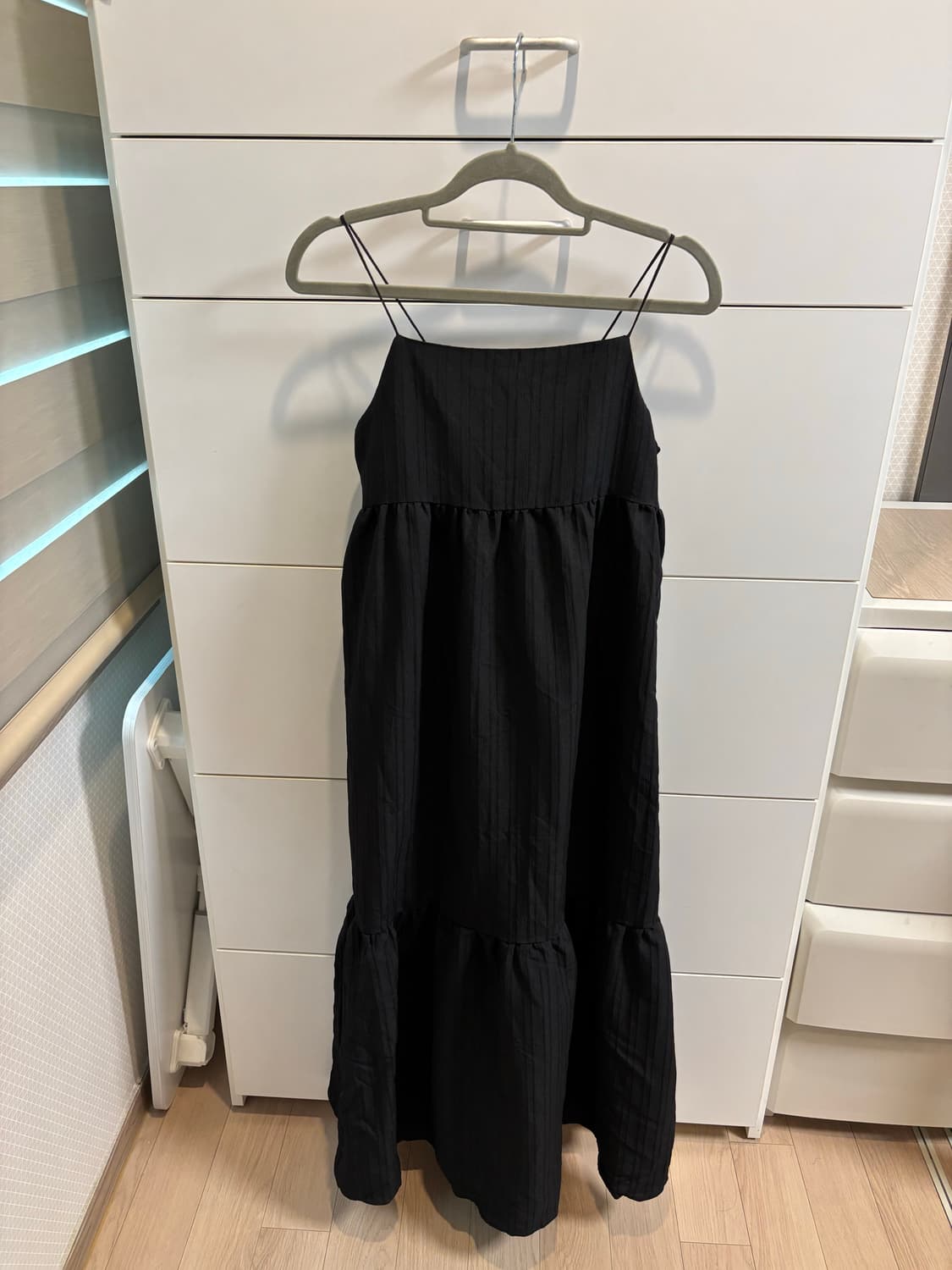 일본구매 끈 조절 레이어드 블랙 롱 원피스 상품이미지3